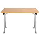 TC One Union rectangular folding table in beech wood, showing its sturdy frame and smooth surface for versatile use.