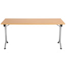 Rectangular folding table in beech wood with TC branding, featuring a smooth surface and sturdy folding legs for versatile use.