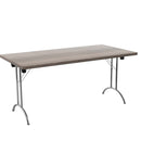 Grey oak rectangular folding table from TC with sturdy frame, compact design, perfect for versatile use and easy storage.
