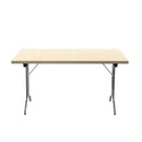 Rectangular folding table by TC with a maple finish, featuring a sturdy surface and foldable design for versatile use