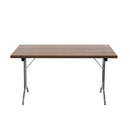 Rectangular folding table in walnut wood with metal legs, designed for versatile use, by TC.