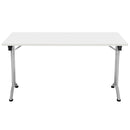 White rectangular folding table by TC, one-unit design with sturdy metal legs, ideal for versatile indoor use.