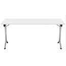 White rectangular folding table by TC, with sturdy metal legs and smooth surface, suitable for events and gatherings.