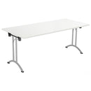 White rectangular folding table by TC, 1200mm by 700mm, with a sturdy foldable design and smooth surface for versatile use.