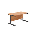 Front view of TC Office single upright rectangular desk in beech finish, 800mm deep, with a modern, clean design.