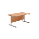 Front view of a TC Office single upright rectangular desk in beech finish, featuring an 800mm depth and modern design.