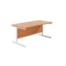 Front view of TC Office single upright rectangular desk in beech finish, 800mm deep, with a sleek modern design.