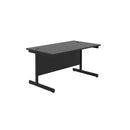 Front view of TC Office single upright rectangular desk in black, 800mm deep with a sleek, modern design.