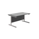 Black TC Office single upright rectangular desk with 800mm depth, featuring a sleek modern design and sturdy construction.