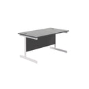 Black TC Office single upright rectangular desk with an 800mm depth, shown from the front angle.