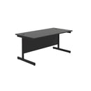 Black TC Office single upright rectangular desk with an 800mm depth, shown from the front and 45-degree angle.