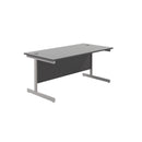 Front view of a black TC Office single upright rectangular desk, 800mm deep, with a sleek modern design.