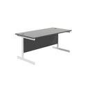 Front view of TC Office single upright rectangular desk in black with an 800mm depth and clean modern design.