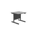 Black TC office single upright rectangular desk with an 800mm depth, featuring a sleek design and sturdy construction.