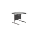 Black TC Office single upright rectangular desk with 800mm depth, shown from the front angle.