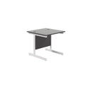 Black TC Office single upright rectangular desk with an 800mm depth, shown from the front angle.