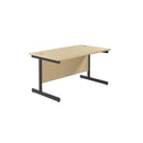 Front view of TC Office single upright rectangular desk in maple finish, 800mm deep, with clean lines and spacious work surface.