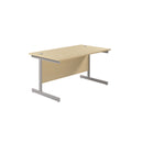 Front view of TC Office single upright rectangular desk in maple with 800mm depth and 800mm width.
