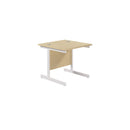 Front view of TC Office single upright rectangular desk in maple with 800mm depth and modern design.