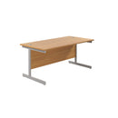 Front view of TC Office single upright rectangular desk in Nova Oak finish, 800mm deep, with a clean, modern design.