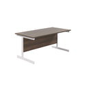 Front view of the TC Office single upright rectangular desk in walnut finish, 800mm deep and 1800mm wide, with a modern design.