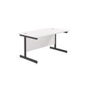 White TC Office single upright rectangular desk, 800mm deep with a sleek design, shown from the front angle.