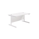 Front view of TC Office single upright rectangular desk in white, 800mm deep with a sleek, modern design.