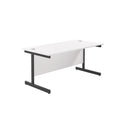White TC Office single upright rectangular desk with an 800mm depth, shown from the front angle.
