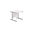 White TC Office single upright rectangular desk, 800mm deep, with a clean, modern design, shown from a front 45-degree angle.