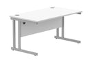 Front view of TC Core Twin Upright rectangular desk in Arctic White, 800mm deep, with a sleek modern design.