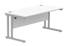 Core Twin Upright 800mm deep rectangular desk in Arctic White by TC, showing the clean, modern workspace with sturdy rectangular tabletop.