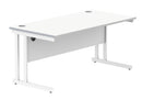 Core Twin Upright rectangular desk in Arctic White with 800mm depth, featuring a modern design and sturdy construction.