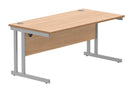 Front view of the TC Core Twin Upright 800mm deep rectangular desk in Norwegian beech finish
