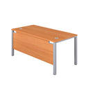 Back view of TC Goal Post Rectangular Desk in beech finish, showcasing its sleek rectangular tabletop and sturdy legs.