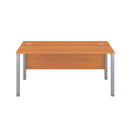 Front view of the TC Goal Post Rectangular Desk in beech wood, showcasing its sleek, modern design and smooth surface.