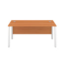 Front view of TC Goal Post Rectangular Desk in beech wood, showcasing its sleek, modern design and sturdy rectangular tabletop.