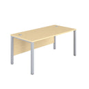 Front view of the TC Goal Post Rectangular Desk in Maple, showcasing its modern design and sturdy construction.
