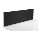 Black TC straight upholstered desktop screen, front view showing padded fabric surface for privacy and sound absorption.