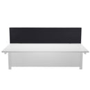 Black straight upholstered desktop screen by TC, showing a sleek, padded black fabric surface with a clean design and sturdy frame.
