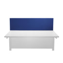 Blue straight upholstered desktop screen by TC, showing a sleek fabric-covered partition with a clean, modern design.
