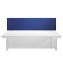 Blue TC straight upholstered desktop screen with fabric cover, designed to provide privacy and reduce noise at your workspace.