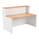 Beige TC reception unit in beech finish with matching design, featuring a sleek modern look and clean lines.