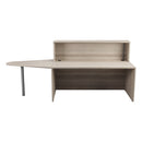 Front view of TC Reception Unit in grey oak finish, modern office furniture with clean lines and sleek design.
