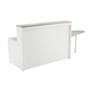 TC Reception Unit in grey oak finish, featuring sleek design and modern storage options, ideal for contemporary office reception areas.