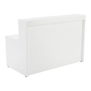 White TC Reception Unit with sleek design, shown from the back view, ideal for modern office or reception areas.
