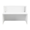 White TC Reception Unit with modern design, front view showing clean lines and smooth surface for professional reception areas.