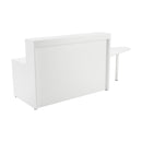 White TC reception unit with sleek design, shown from the back view, featuring clean lines and modern office furniture style.