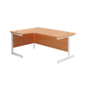 Front view of the TC Office Single Upright Radial Desk in beech wood finish, designed for modern office spaces.