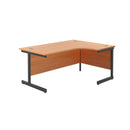 TC Office Single Upright Radial Desk in beech wood, showing the front view with a modern, curved design for home or office use.