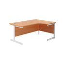 Front view of TC Office Single Upright Radial Desk in beech wood finish, showcasing its sleek design and radial shape.